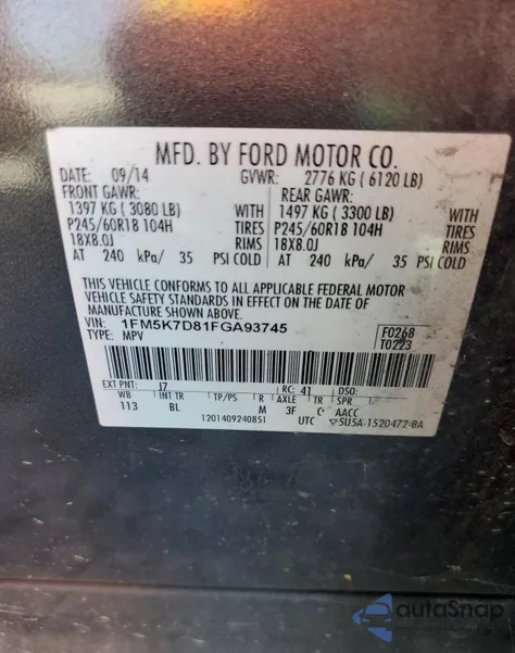 2015 Ford Explorer Xlt from USA, damaged, VIN 1FM5K7D81FGA93745